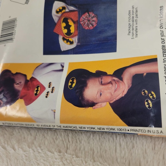 VTG Butterick 1989 BATMAN Iron-On Transfer Kids Sweatshirt Pattern #985✨️NIP - Picture 4 of 16